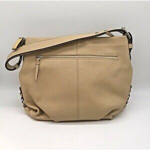 Coach F15064 2 Way Beige Pebbled Leather Purse Adjustable Crossbody Shoulder Bag